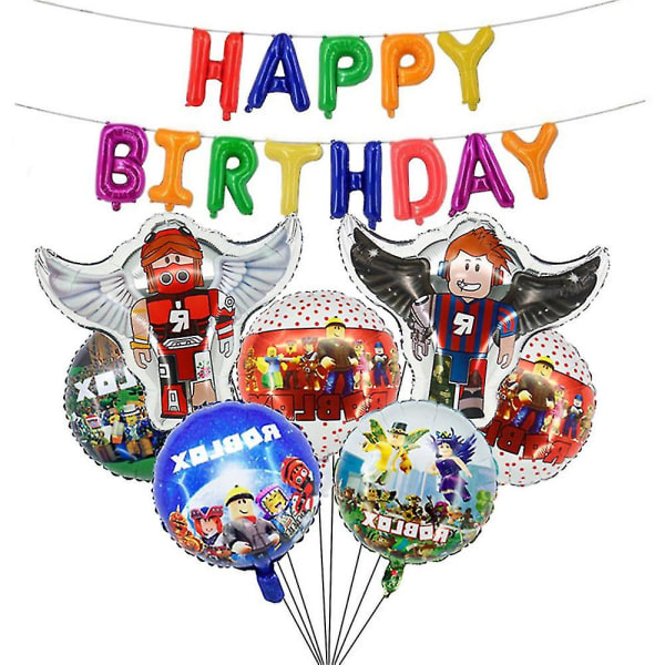 Roblox tema Robert stil födelsedagsfest dekoration leveranser folie ballonger set