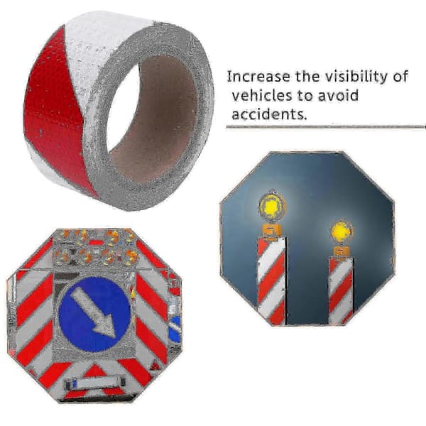 10 m x 5 cm Säkerhetsvarningstejp Reflextejp Självhäftande tejp Reflexremsa Reflexsticker