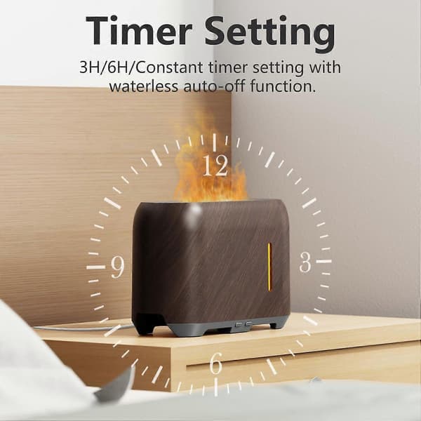 Eterisk Olje Diffuser 240ml, Flerfarget Flamme Aroma Olje Diffuser med Fjernkontroll
