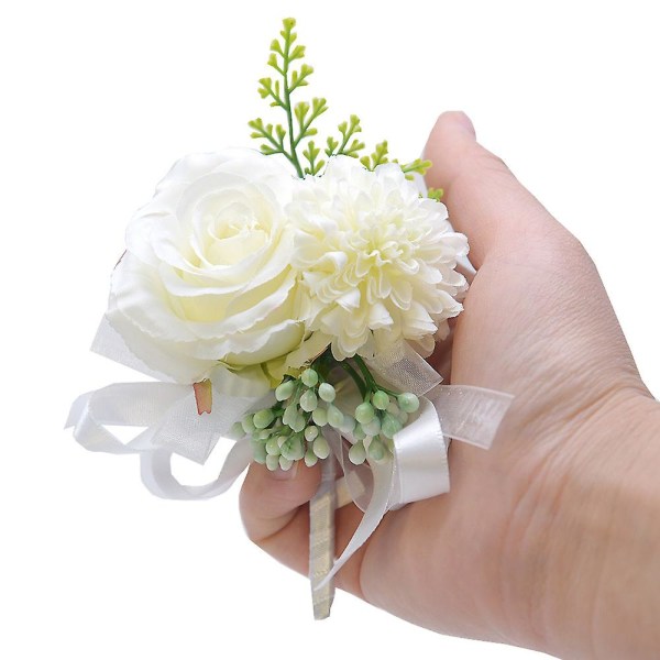 2-delt Blomster Håndleds Corsage Sæt, Kunstig og Nellike Håndleds Corsage Sæt Til Brud Og Brudgom(pi