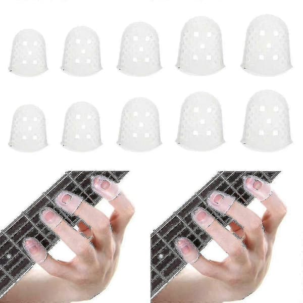 5 stk Silikon Fingerbeskyttelse Beskyttelse Tommeldeksel Nål Gitar Ukulele S