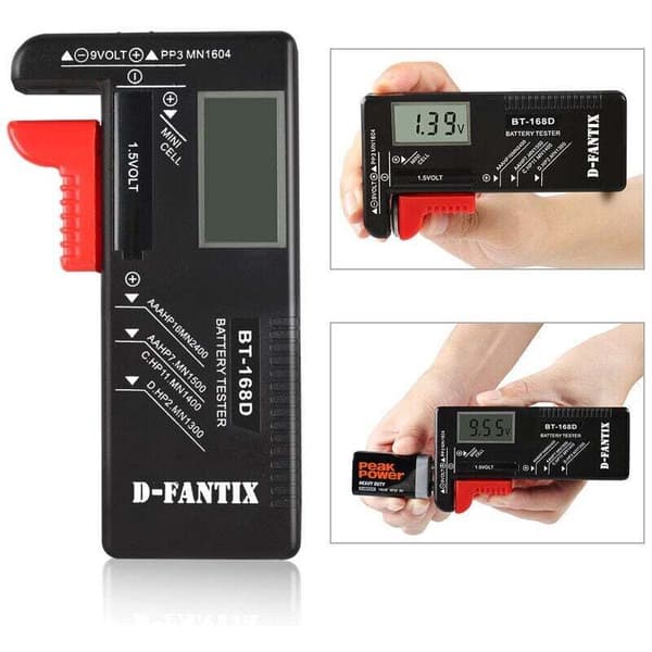 Digital Batteritester. Universal Batteritester. Batteritester. Til AA, AAA, CD, PP3, 9V, 1.5V og knapcellebatterier - Fungerer uden batterier.