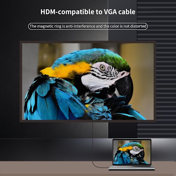 1,5 m HDMI-kompatibel till VGA-kabel Anti-störning Hög Klarhet HDMI-kompatibel Han till VGA Han Konverterare för Skrivbord