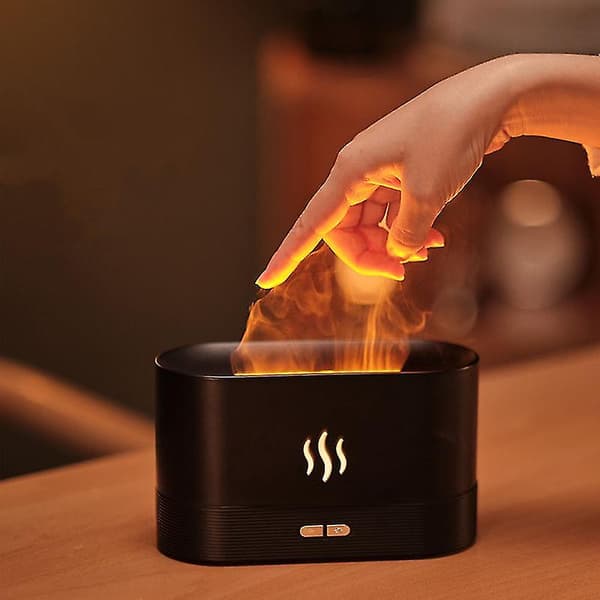 Flamme Luft Aroma Diffuser Luftfukter, Oppgraderte Farger Støysvak Eterisk Olje Diffuser For Hjem, Kontor, Yoga Med Auto-av Beskyttelse 180ml (8 timer Svart)