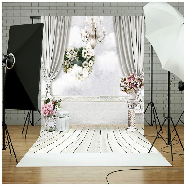 5x7ft Vit Gardin Bakgrund Studio Blommor Foto Fotografi Golv Bakgrund