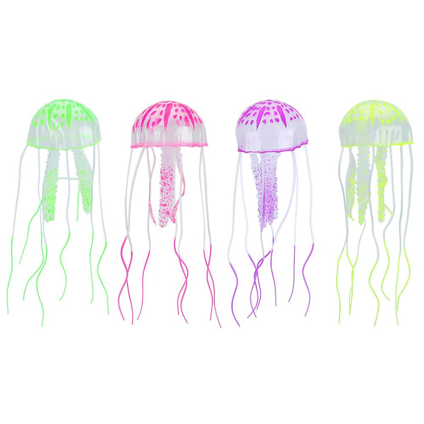 4pcs Silicone Fish Tank Floating Fluorescent Simulation Artificial Jellyfish Aquarium Landscaping Decoration