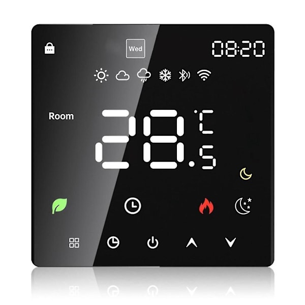 Wifi Graffiti Berøringsskjerm Varmetermostat Smart Termostat Wifi Svart 16a Elektrisk Oppvarming
