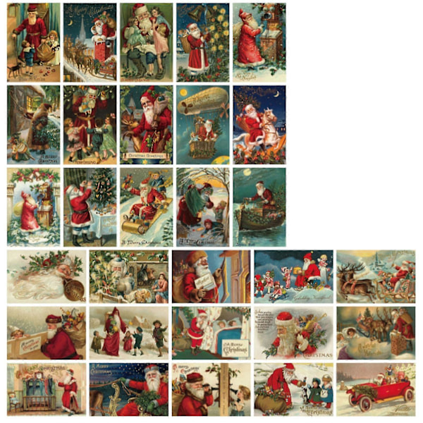 30 stk. Vintage Julekort Forskjellige Festlige Elementer Julepostkort Uten Merker Bakside Retro Julekort Gave Kaesi