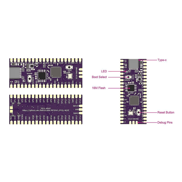 For Raspberry Picoboot Board Kit Rp2040 Dobbelt-kerne Arm M0+processor 264kb Sram+16mb Flash Hukommelse Dev