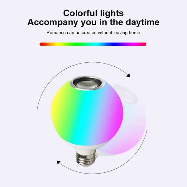 E27 Fargerik dimbar LED-pære Trådløs Bluetooth-høyttaler Musikk Smart App-fjernkontroll