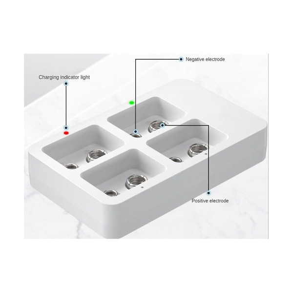 Nopea akun lataus 4 paikkaa 9v LED-ilmaisimilla USB-kaapelilla 9v Ni-/ni-cd/- ladattaville akuille