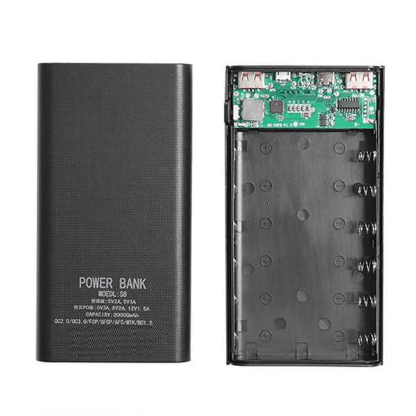 18650 Batteri Power Bank Box 5V 2.1A LCD Display 20000MAh Power Board för 6X18650 Batteri DIY Powerbank Case(svart)