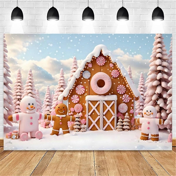 210x150cm Jul Pepparkaka Pepparkakshus Godishus Fotobakgrunder Födelsedagsdekoration, H