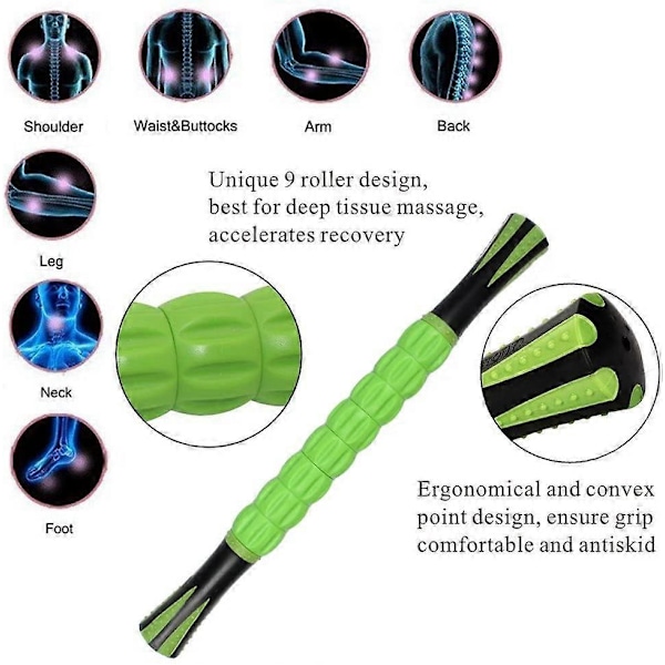Muskelvals, Massagevals för Idrottare Löpare Hjälper Ben och Kropp Återhämtning Massage (grön)