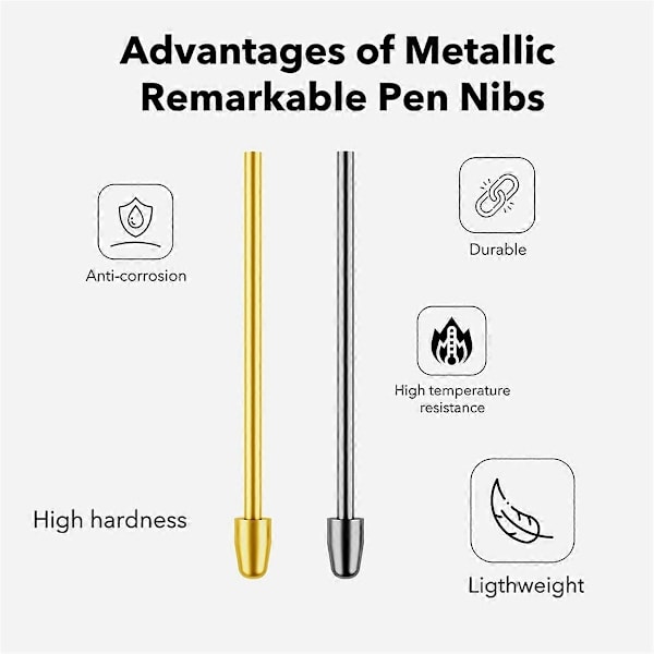 Metall Nibber/Spisser Erstatningstips for Remarkable 2, Remarkable Pennespisser for Marker 1/2 Stylus Marker Penn Pluss