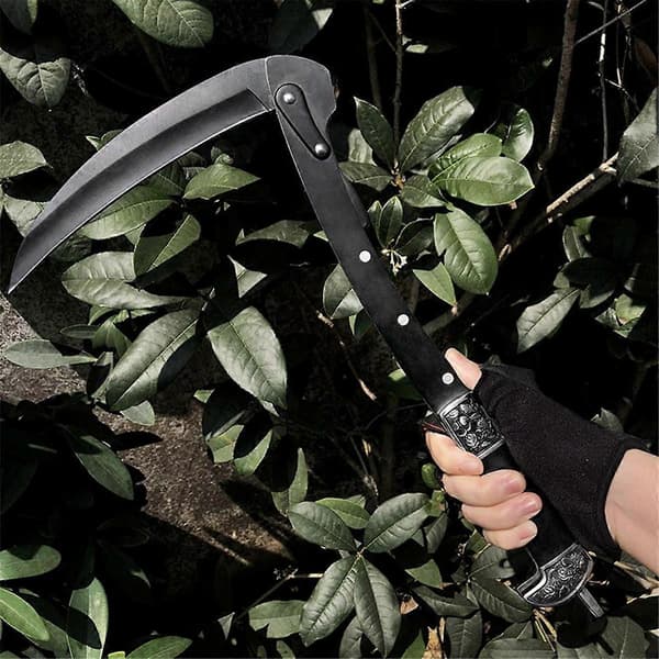 Sort Foldbar Seglskær med Rustfrit Stål Blad & Skede Egnet til Landbrugshøst