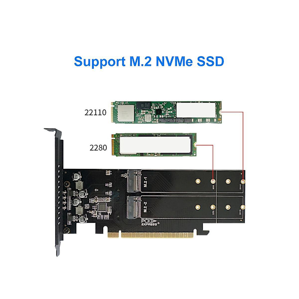 PCIe-M2-sovitinkortti, PCIE X16 4-porttinen M2 NVME M-avaimella varustettu SSD-kortti PCI Express -laajennuskortti lämmö