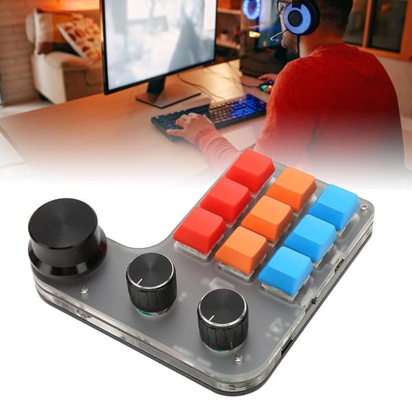 SBSGV Mini Custom Keypad 9 Taster 3 Knotter Programmerbar RGB Bakgrunnsbelyst Programmering Makro Keypad for Datamaskin Spillprogramvare