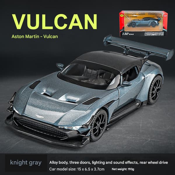 1:32 Asmartin Vulcan legeringsbilmodel simulationsornament legetøjsbil Blue