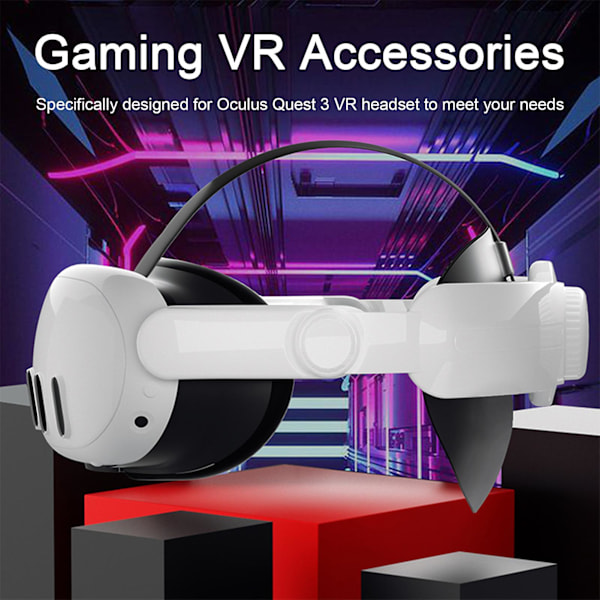 Hodebånd for VR-headset, ergonomisk design, justerbart, erstatning for Oculus Quest 3