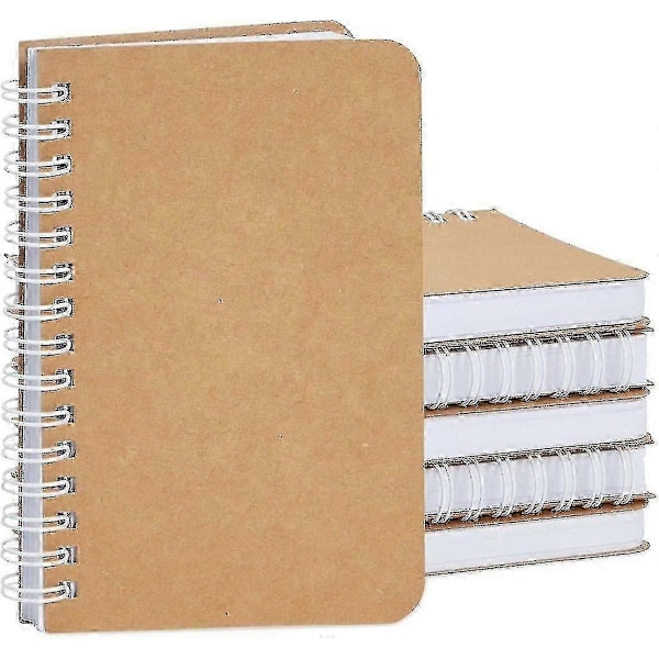 Mini Kraft Notatbøker, Ulinjert A6 Spiral 90-arks Vanlig Journal (3,5x5,5 tommer, 6-pakning)-God
