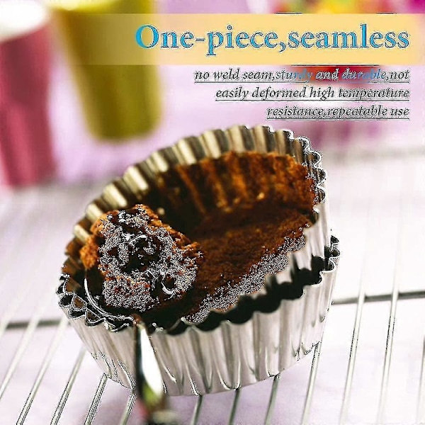 20 Pakker Cupcake Form, 9,4 cm Rustfrit Stål Mini Tærte Cupcake Kage Muffin Form Blik Pande Bageværktøj Yyds