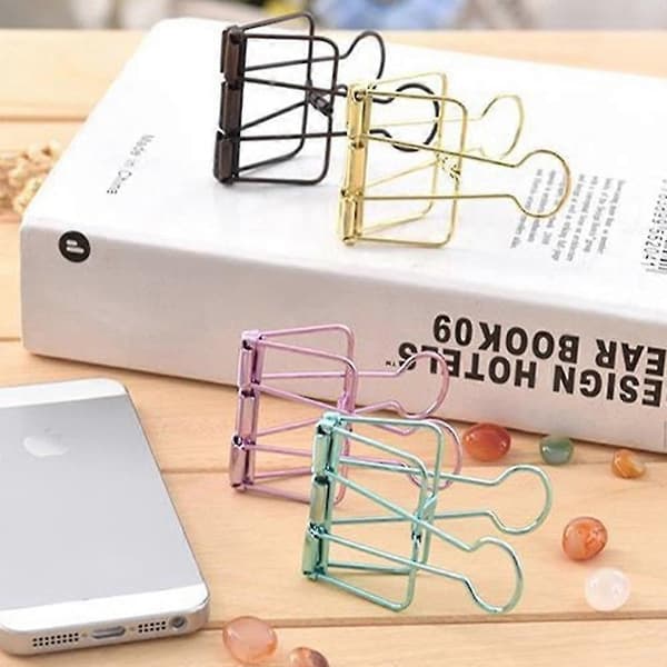7 stk. Officemate Easy Grip Medium Binder Clips, Farvet billetmappe med lang hale