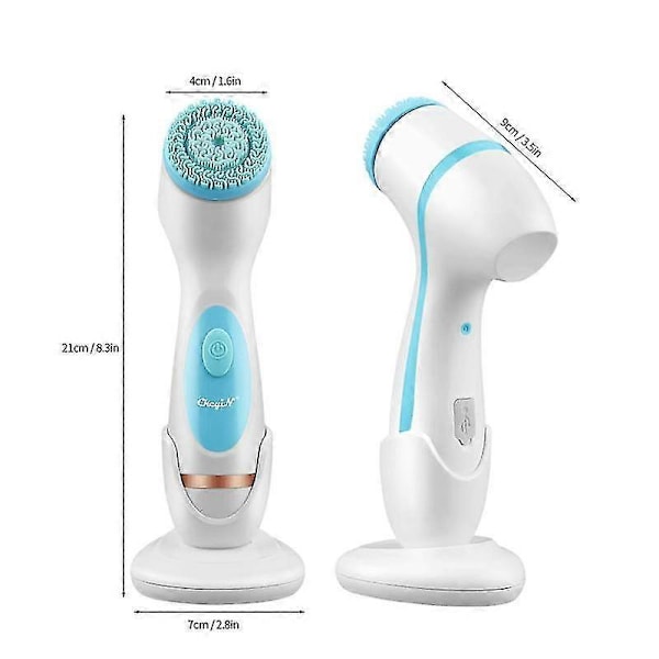Ansiktsmassager 3 i 1 Elektrisk Ansiktsrengöringsborste Silikon Roterande Ansiktsborste Rengöring
