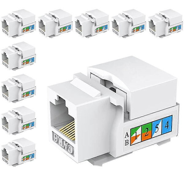 10-pack Cat6 Keystone-uttag, Ethernet-vägguttag, Cat6 Nätverkskoppling - Cat5/5e/6 Kompatibel