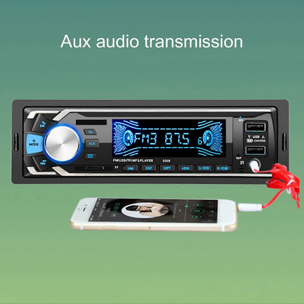 5009 12V Auton MP3-soitin Nopea Lataus Kaksois-USB Bluetooth-yhteensopiva Kaiutin Värikäs Radiosoitin Ajoneuvoille