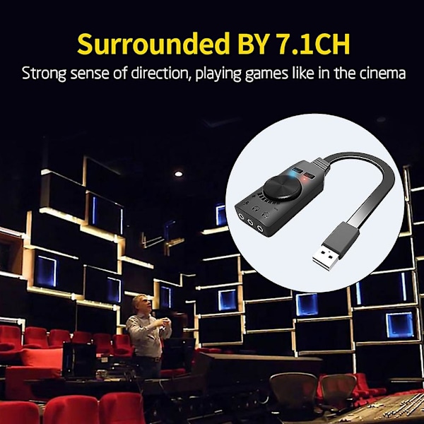 Headset Lydkontakt Kabeladapter Bryter Volumjustering Gs3 7.1 Kanal Usb Lydkortadapter Ekstern Volumjusterbar
