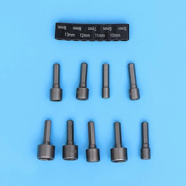 9 Dele 5-13mm Imperial Topnøgle Bor Bitsæt med Slagnøgle til 1/4\" Hex Skaft Bor