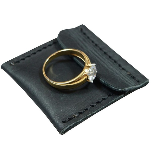Slitstark Ring Förvaringsväska Läder Ringar Hållare Kohud Material Ringar Väska