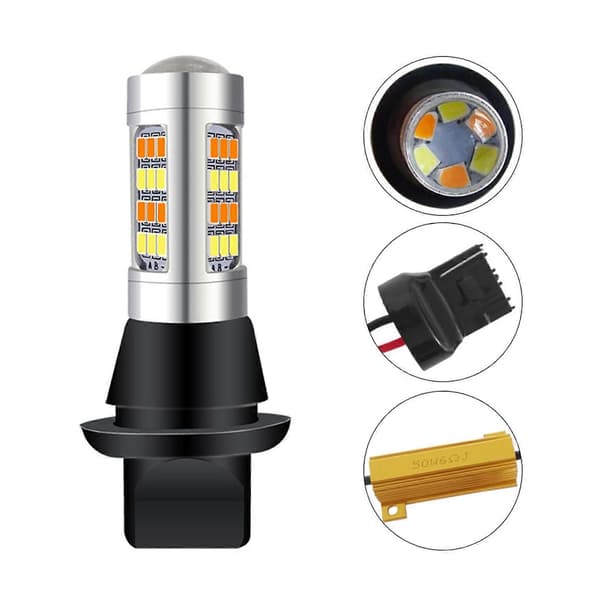 2 stk LED Dobbelt Farve Blinklys Dagkørelys Strobe Lampe 2835 42SMD