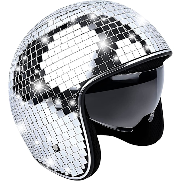 Disco Ball Helmet, Disco Helmet Bicycle Helmet Shiny Silver Harley Helmet Party