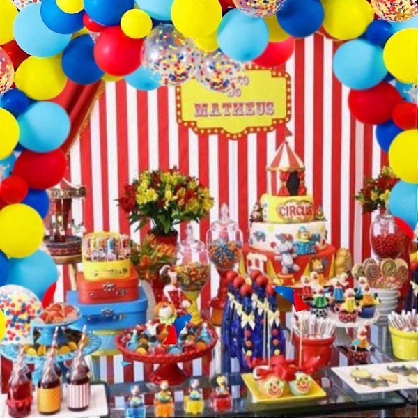 105 Pakke Røde Blå Gule Latex Balloner og Regnbue Multifarvet Forfyldte Konfetti Ballon til Karneval Babyshower Bryllup