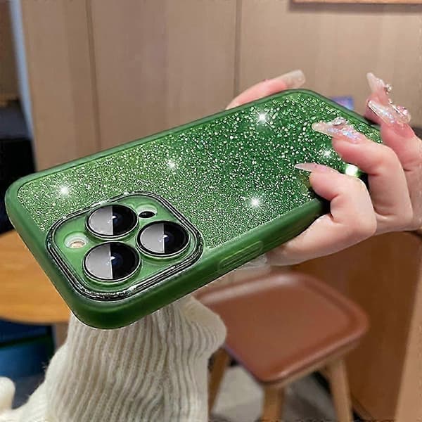 Fodral för iPhone 15 Pro Max Gradient Glitter Stötsäkert PC+TPU Telefonskal med Linsskydd -
