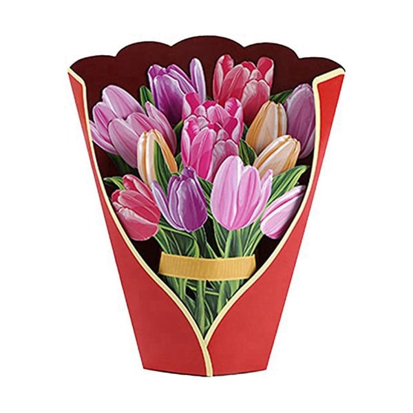 3d pop-up papir blomster bukett gratulasjonskort, gavekort til morsdag bursdag påske for kvinne