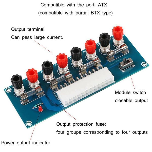 2x 24 Pins Atx Bordcomputer Strømforsynings Breakout Adapter Modul