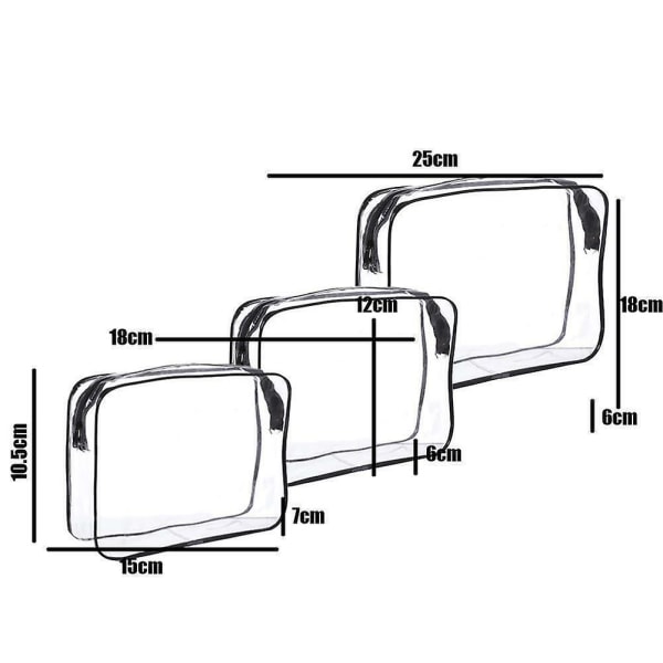 Vandtæt Rejse Sæt Transparent Toilettaske Klar Kosmetikpose Makeup Vasketaske (sort+transparent 1 stk)