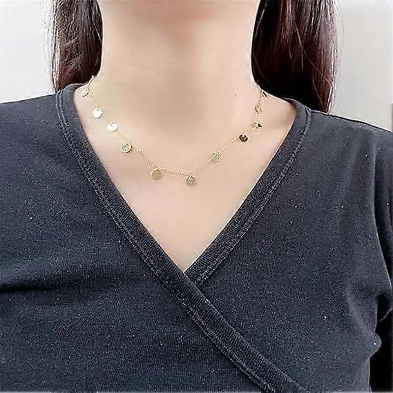 Delikat Multi Disc Choker Halskjede for Kvinner Jenter
