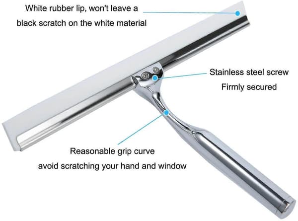 Bruse Squeegee Vindue Squeegee Rustfrit Stål Husholdning Vand Rengøring Squeegee til Badeværelse Vindue 26 x 16,5cm