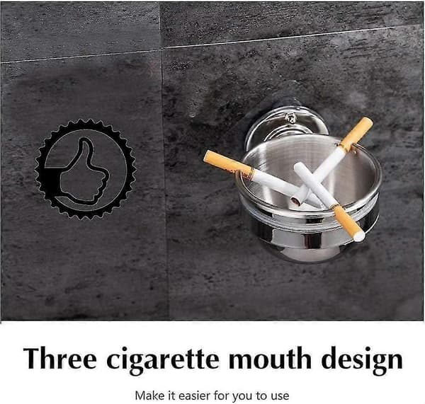 Askkopp, Askkopp med Lock Vindtät, Väggmonterad Askkopp i Rostfritt Stål, Cigarett