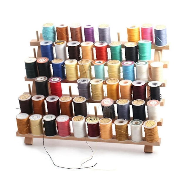Bobbin Træ Bobbin 60-akset Voks Bobbin Opbevaring Træ Håndlavet Læder Diy Til Syning Quilting Broderi