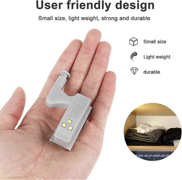 10 stk. Universal Hængsel LED Sensor Lys Skab Garderobe Natlamper