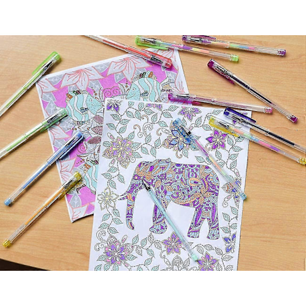 100 stycken glittergelpennor Gelpennor Set Flerfärgade Gelpennor Set Perfekt för Vuxna Färgbok Rita Färgbok