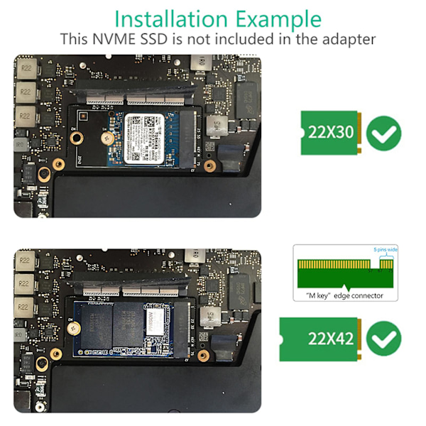 PCB M.2 NVMe SSD Solid State Disk Adapter Konverterkort för MacBook Pro A1708