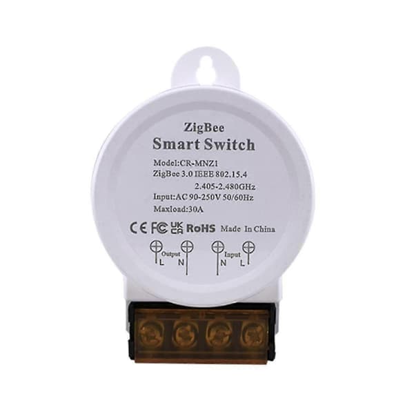 Effektmätare Zigbee Switch 30a Hög Effekt Ac90-250v Tuya Smart Life App Alexa Google Assistant Röststyrning (vit)