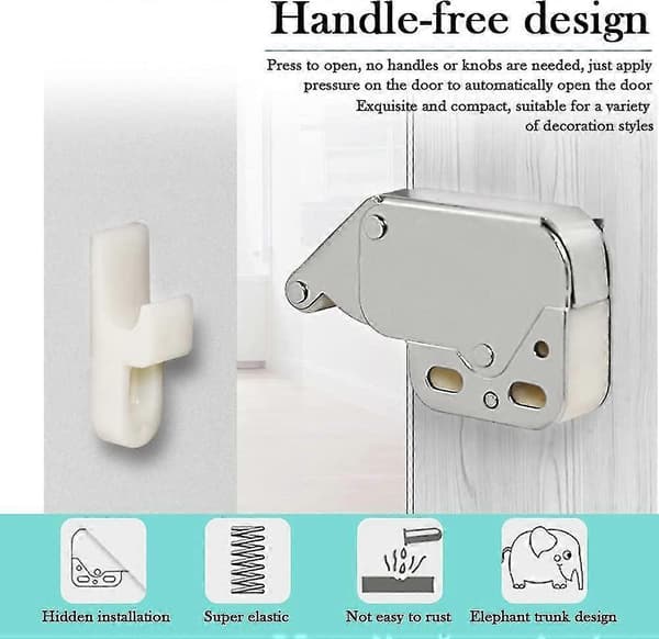 Mini Lås Automatisk Fjederfangst (2 stk., Hvid)