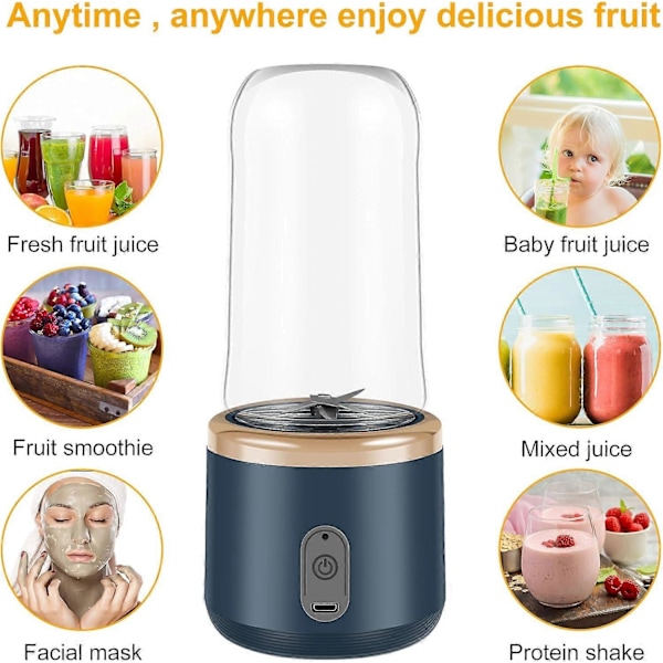 400ml Mini Juice Blender, Portabel Blender Kopp Sex Blads Juice Mixer Blender